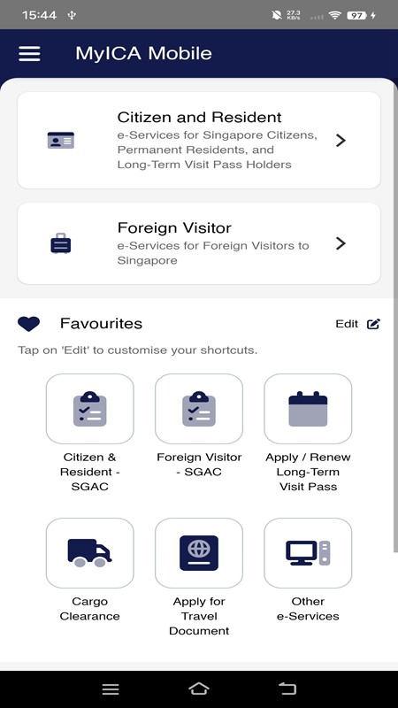 MyICA Mobile新加坡入境申报